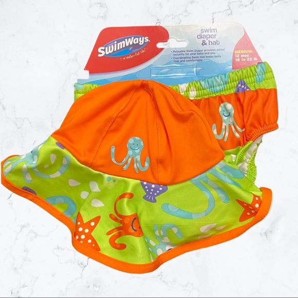 Swimways Swim Diaper and Hat Set 12mos NWT - Picture 1 of 5